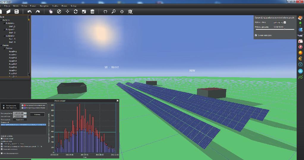 Program PVCAD Dla naszych klientów wykonujemy symulację uzysków elektrowni fotowoltaicznych z wykorzystaniem programu PVCAD.