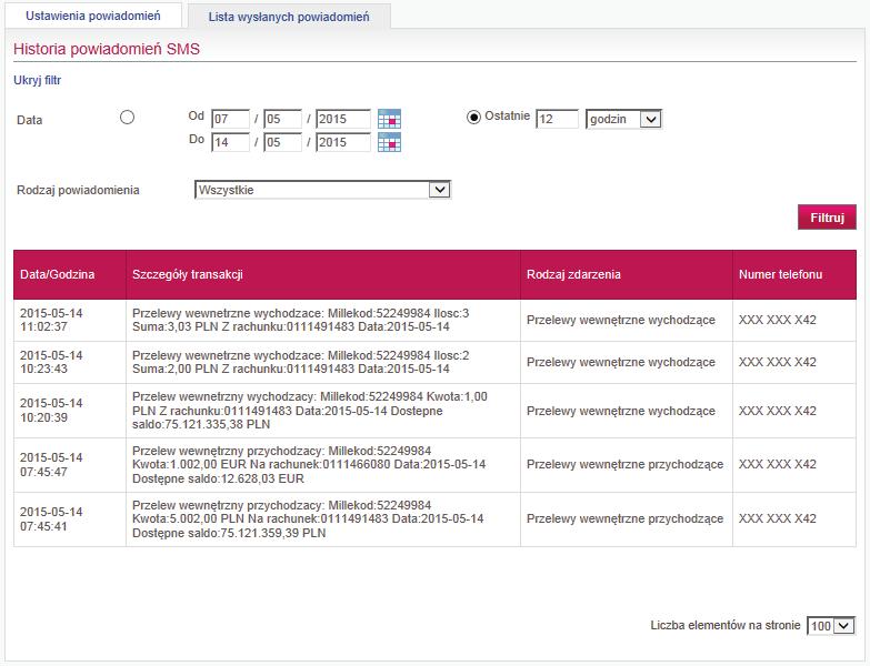 dla wszystkich rachunków, do których masz dostęp lub rozwinąć ich listę za pomocą znaku + i zaznaczyć tylko wybrane rachunki. Od wartości podaj kwotę minimalną, od której zdarzenie ma być aktywne.