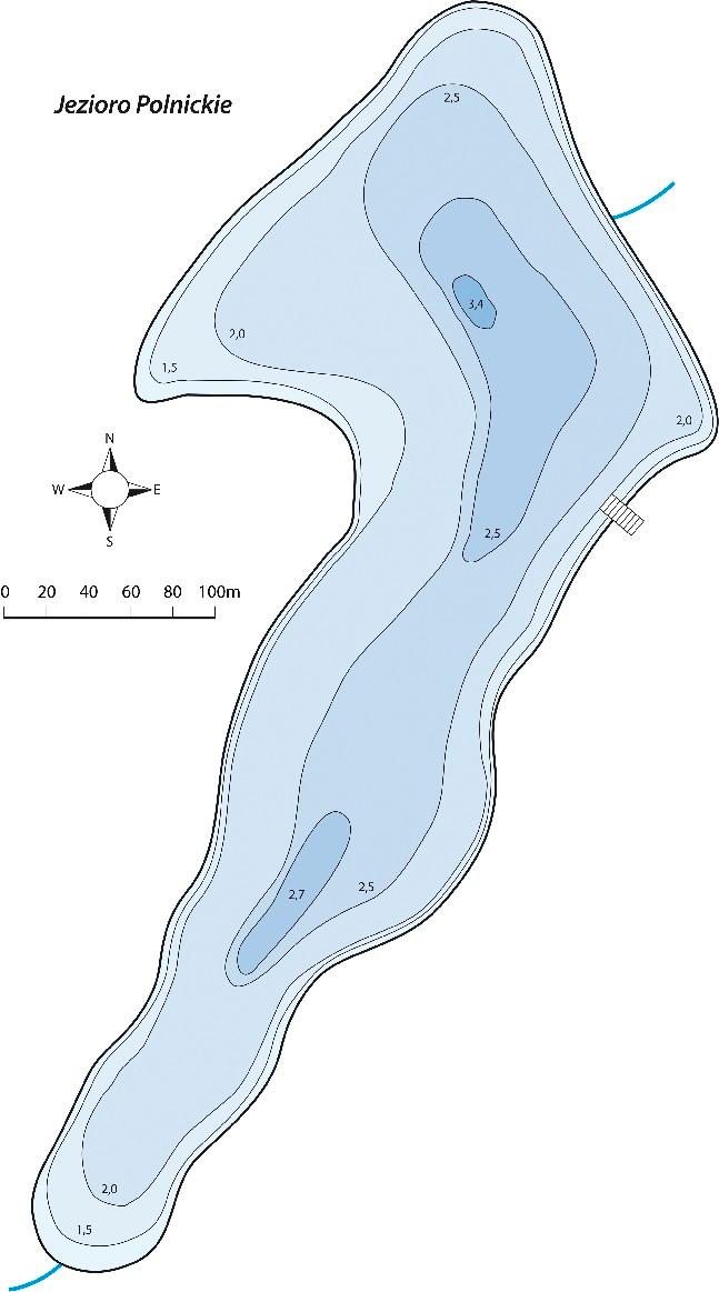 1.2 Morfologia jeziora. Mapa 1.