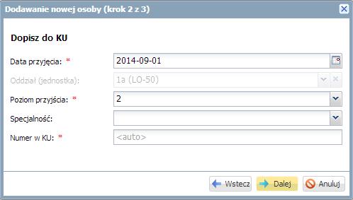 Ewidencja uczniów Za pomocą przycisku Wstecz można wrócić do poprzedniej części formularza. Kliknąć przycisk Dalej, aby przejść do kroku trzeciego. Wprowadzić dane adresowe i kontaktowe ucznia.