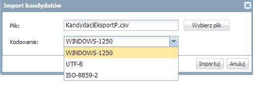 Rejestrowanie kandydatów 51 Ćwiczenie 2. Import kandydatów z pliku CSV lub SOU Import kandydatów z pliku CSV Zaimportujemy kandydatów z pliku Przyjeci.csv położenie wskaże Ci prowadzący.