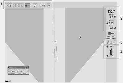 Badania symulacyjne wskaźnika PNS dla manewru Graficzny interfejs użytkownika zawiera: system zobrazowania mapy elektronicznej, elementy interfejsu łącznie z informacjami innymi niż prezentowane na