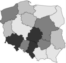 W części centralnej kraju oraz środkowo-południowej odsetek ten był już znacznie niższy. W 2010 roku obraz ten uległ istotnej zmianie.