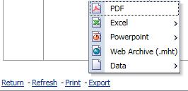 Polecenie Print (drukuj) ukazuje zestawienie zbiorcze w formacie nadającym się do druku na przykład jako plik PDF lub strona html, zależnie od preferencji użytkownika.