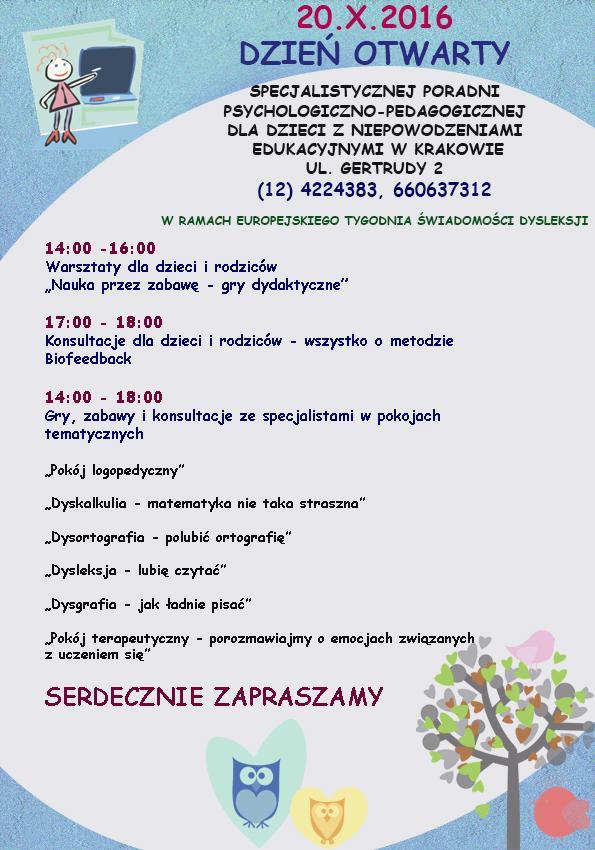 Specjalistyczna Poradnia Pscyhologiczno Pedagogiczna Dla Dzieci z Niepowodzeniami Edukacyjnymi w Krakowie