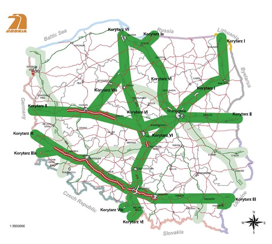 Rys. 1. Paneuropejskie korytarze transportowe w Polsce 4.2.