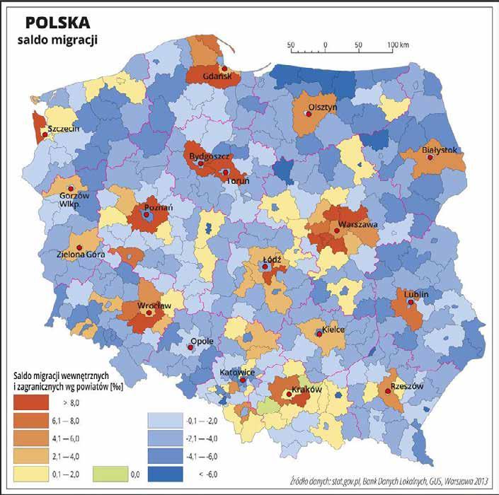 Migracje mogą odbywać się: w granicach danego kraju lub regionu - MIGRACJE WEWNĘTRZNE; przybierają dwie zasadnicze formy: wędrówek pomiędzy regionami, pomiędzy obszarami wiejskimi i miejskimi.