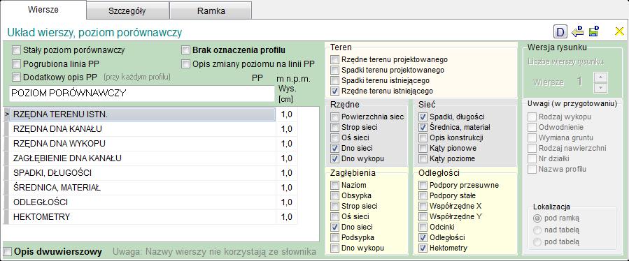 TABELA dostosowanie tabeli profilu do indywidualnych potrzeb projektu.