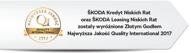 Założenia przyjęte przy kalkulacji rat: ŠKODA Kredyt Niskich Rat - 20% wkładu własnego, umowa na 48 miesięcy, roczny limit przebiegu 20 tys. km, finalna rata określona w umowie.