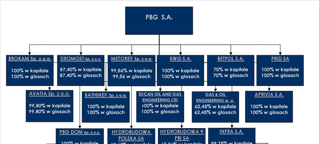 Na dzień złoŝenia sprawozdania udział podmiotu dominującego w kapitale oraz w ogólniej liczbie głosów w spółkach zaleŝnych przedstawiał się następująco: 2.