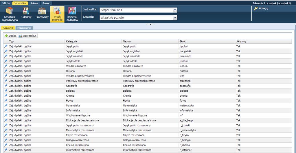 Uzupełnianie danych organizacyjnych jednostki sprawozdawczej 27 Ćwiczenie 2.