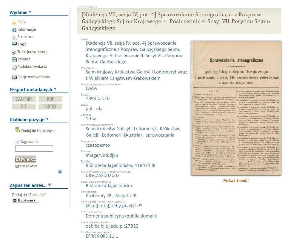 Propozycja Jagiellońskiej Biblioteki Cyfrowej przykłady