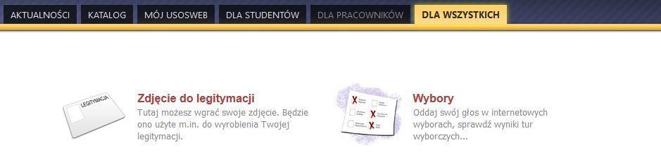 WNIOSKI W USOSweb Po zalogowaniu do systemu USOSweb wybierz zakładkę DLA WSZYSTKICH. Następnie kliknij ikonę Wnioski.