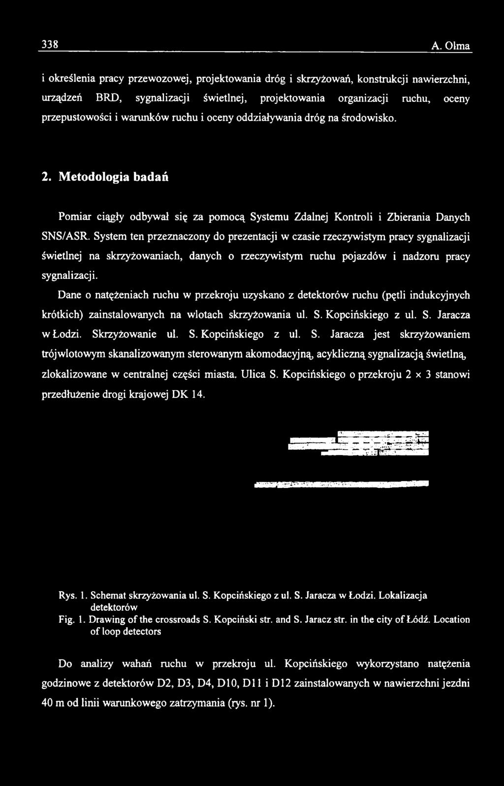 Dane o natężeniach ruchu w przekroju uzyskano z detektorów ruchu (pętli indukcyjnych krótkich) zainstalowanych na wlotach skrzyżowania ul. S.