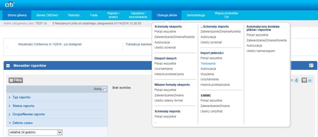 Schemat po zapisaniu ma status Wymagany test.