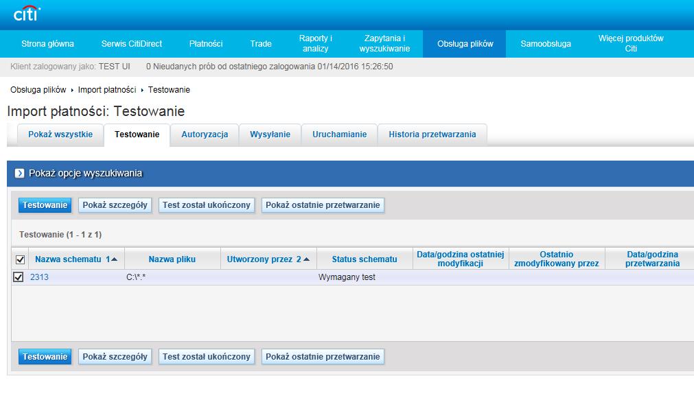 Po zakończeniu testów, schemat trzeba będzie zautoryzować.