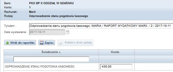 Po tej czynności można pobrać wydruk wpłaty.