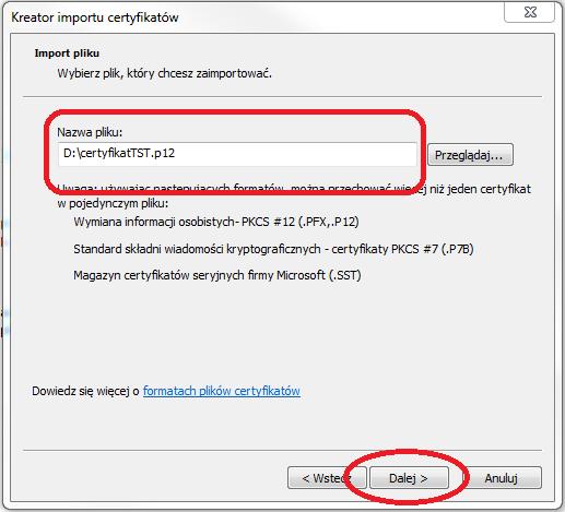 Dwukrotnie kliknąć plik certyfikatu w celu uruchomienia Kreatora importu certyfikatów. Rys. 17 3.