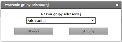 Po dodaniu adresatów do kolumny Adresaci komunikatu, można przypisać ich do grupy adresatów. W tym celu należy nacisnąć przycisk Utwórz grupę.