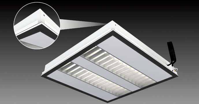 IP 65 (u) IP 54 (o) GMP Tauglichkeit Dane techniczne 1) 600 x 600 mm lub 625 x 625 mm 90 mm Nity z gwintem M5, z boku Od dołu Stal pokryta proszkowo RAL 9016
