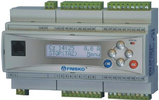 OBSŁUGA Regulator ma podświetlany wyświetlacz CD 2x16 znaków oraz klawiaturę składającą się z 6 przycisków. W prawym górnym rogu pulpitu znajduje się dioda statusowa.