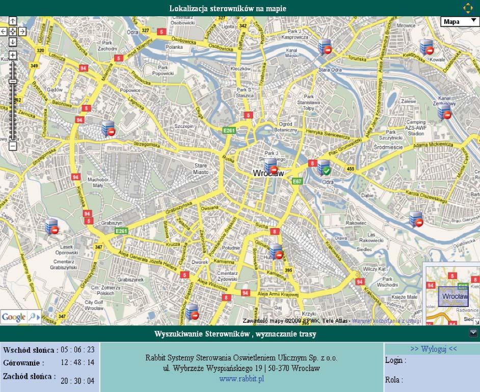 CPA net ñ system sterowania oúwietleniem ulicznym 73 Rys. 3. Po zamontowaniu sterownika CPA net w szafie oúwietleniowej nastípuje automatyczna lokalizacja sterownika na mapie strony www.cpanet.