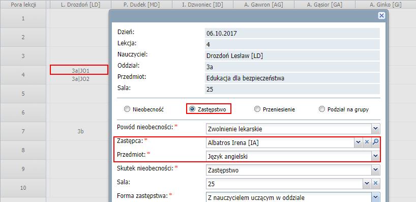 UONET+, wersja 17.08 opis zmian 8 W drugim kroku należy do każdej grupy przypisać nauczyciela i przedmiot. Moduł Dziennik W całościowym wydruku dziennika dodano numerowanie stron.