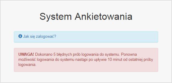 Ponadto w przypadku gdy na koncie projektu jest już zalogowany użytkownik, aplikacja uniemożliwi zalogowanie się na kontro projektu w systemie dla kolejnego użytkownika wyświetlając następujący