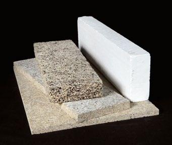 poliuretan, wełna mineralna, cement, itp.