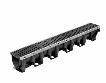 System odwodnienia liniowego ACO X 100 C i X 100 S z zamknięciem zatrzaskowym Drainlock z tworzywa sztucznego, z ochroną krawędzi z tworzywa sztucznego lub stali ocynkowanej Przekrój V, szerokość w