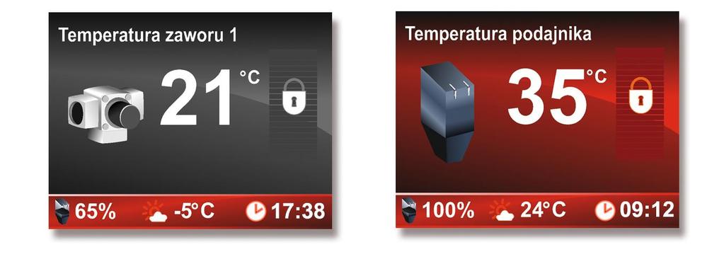 Zwiększenie i zmniejszenie wartości nastawy temperatury CWU dokonujemy za pomocą przycisków i parametr ten widoczny jest na bieżąco na ekranie (wartość 40 C w przykładowym ekranie) Powyżej tej