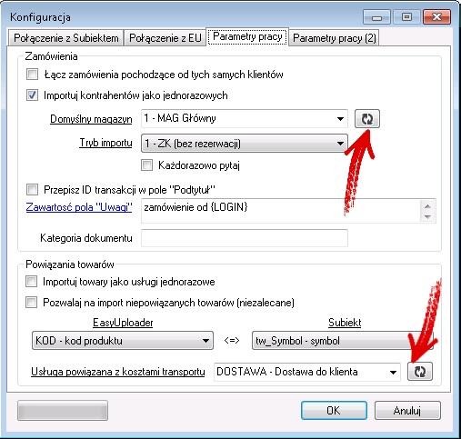 Parametry pracy W pierwszej kolejności po