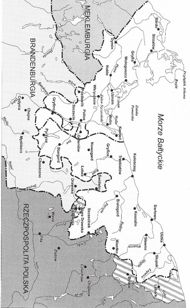 300 GEOGRAFIA WYBRANYCH DOŚWIADCZEŃ KRAJOZNAWCZYCH MOTOCYKLISTÓW... Rycina 1 Księstwo Pomorskie po 1648 roku Źródło: Barańska (2001, s. 86). Wnioski 1.