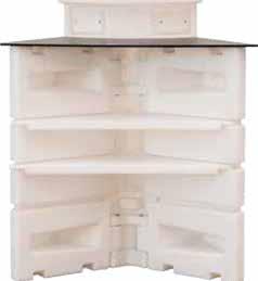 The functional shelves are made from polyethylene while the customizable facility