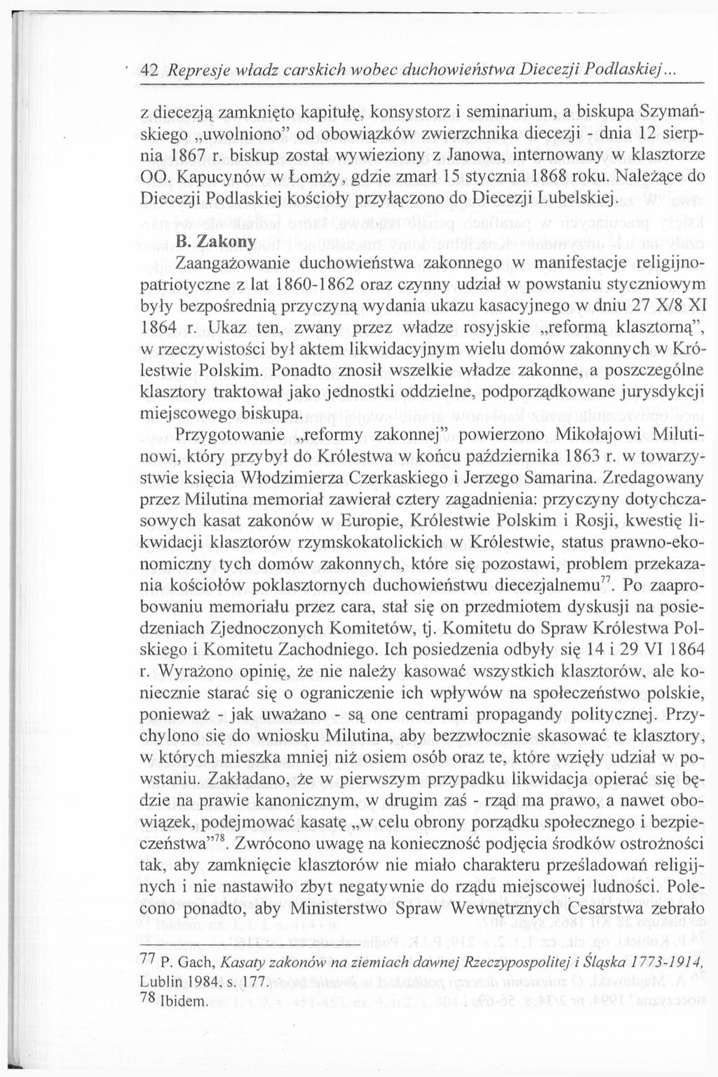 42 Represje władz carskich wobec duchowieństwa Diecezji Podlaskiej.