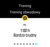 Po zaplanowaniu aktywności Move zegarek będzie przedstawiać, co wydarzy się po zsynchronizowaniu z serwisem Movescount. Aby zobaczyć następne zaplanowane sesje treningowe: 1.