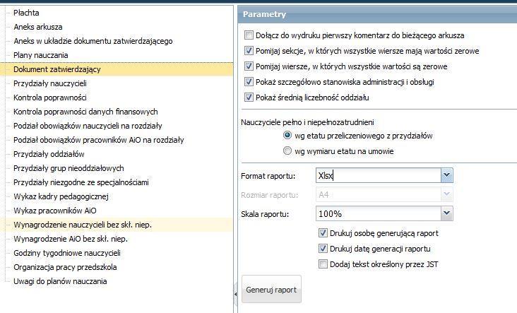 c) Dokument zatwierdzający z poniższymi parametrami W tzw.