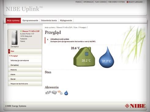 Uplink umożliwia śledzenie i sterowanie systemem centralnego ogrzewania oraz ciepłej wody użytkowej dla uzyskania maksymalnego komfortu użytkowania.