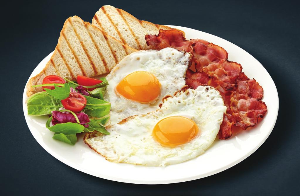 ŚNIADANIA Odkryj z nami proste, dobre śniadania na bazie świeżych i zdrowych produktów. Oferta obowiązuje codziennie w godzinach 7:00 11:00 nowość ZESTAW ŚNIADANIOWY I* jaja sadzone 2 szt.
