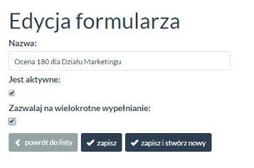Po zapisaniu formularza przejdź do tworzenia pytań za pomocą przycisku Chcąc skopiować arkusz naciśnij: Dodając nowy arkusz nadaj mu