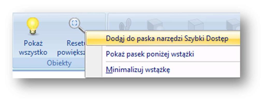 INNE OPCJE Każde z poleceń ze wstążki poleceń (za wyjątkiem dotyczących