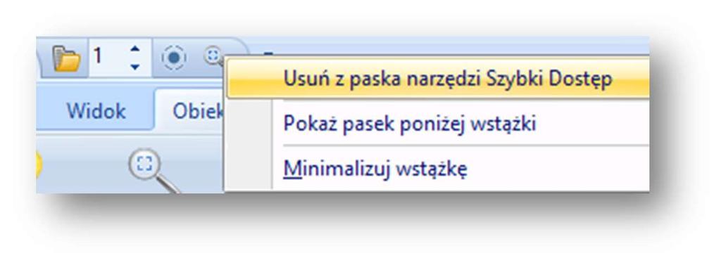 Kliknij prawym klawiszem myszy jeśli chcesz dodać polecenie do paska