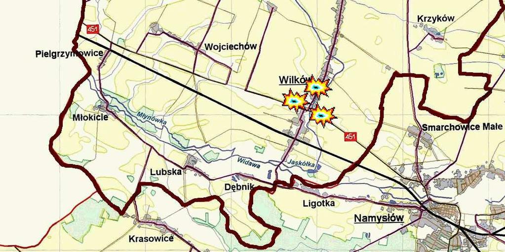 WODY Pągów DWORZEC KOLEJOWY Wilków URZĄD GMINY Wilków ul.