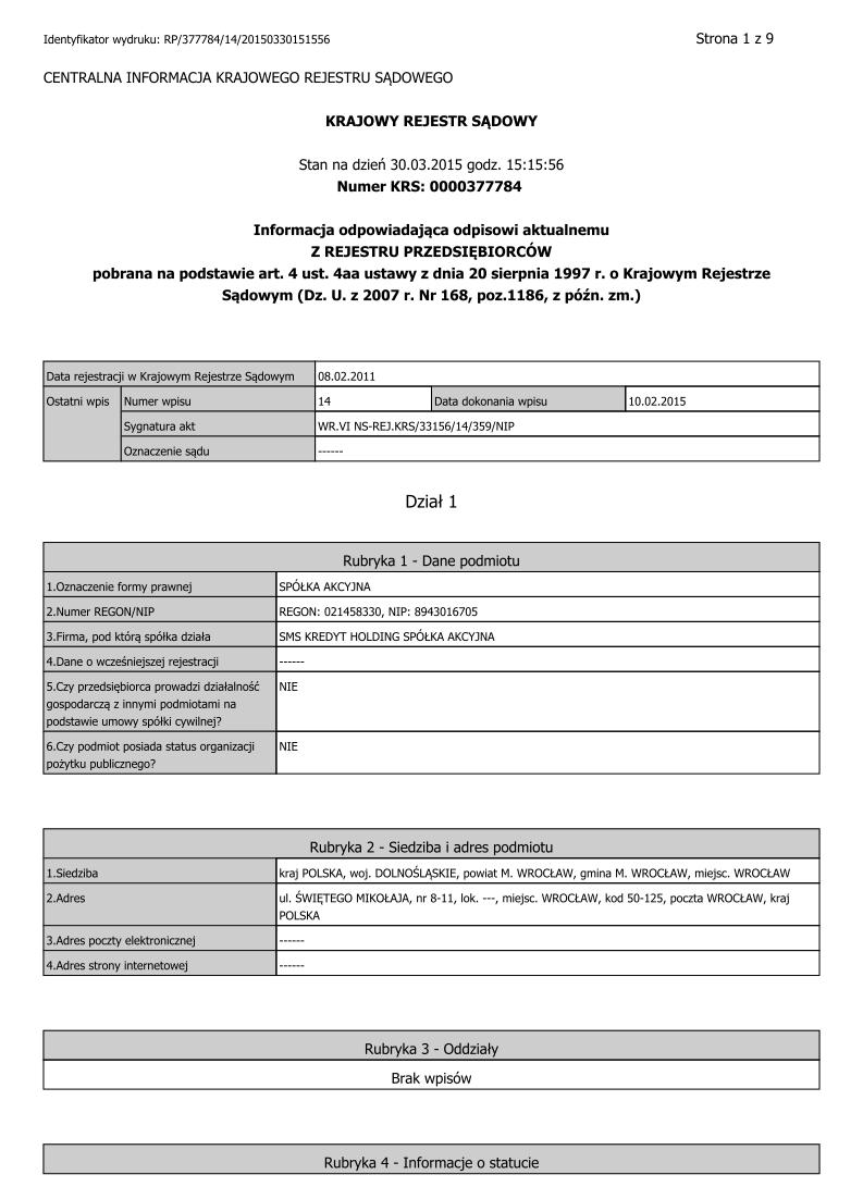 VI. ZAŁĄCZNIKI ZAŁĄCZNIK NR: 1.