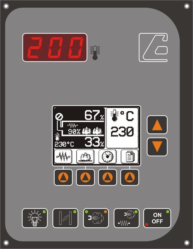 PANEL STEROWANIA ECOLUX Panel sterowania Ecolux posiada te same funkcje co Ecosuper, ale wyświetla jednocześnie wszystkie parametry na ekranie LCD, dzięki czemu operator może mieć natychmiastowy