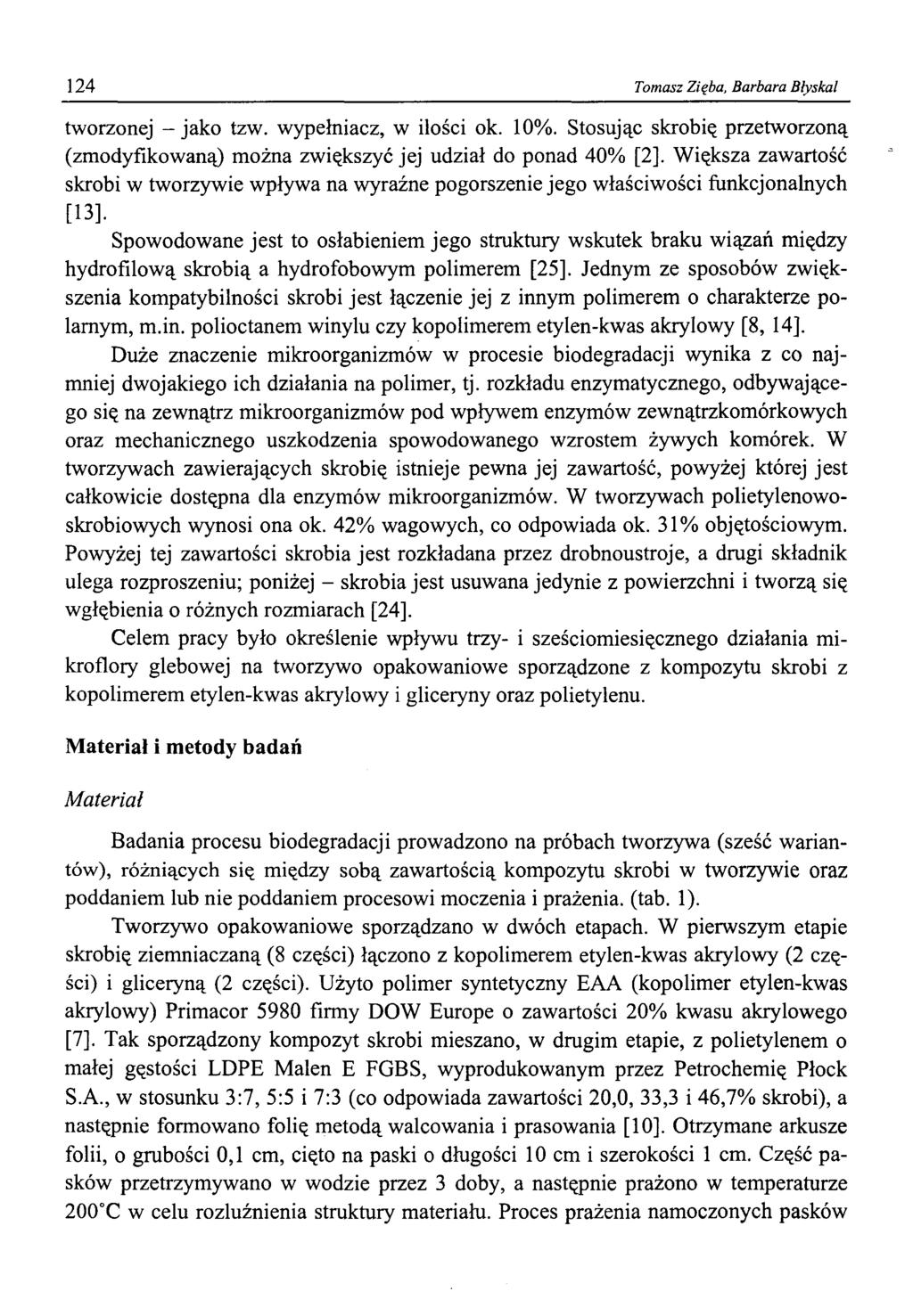 124 Tomasz Zięba, Barbara Błyskał tworzonej - jako tzw. wypełniacz, w ilości ok. 10%.