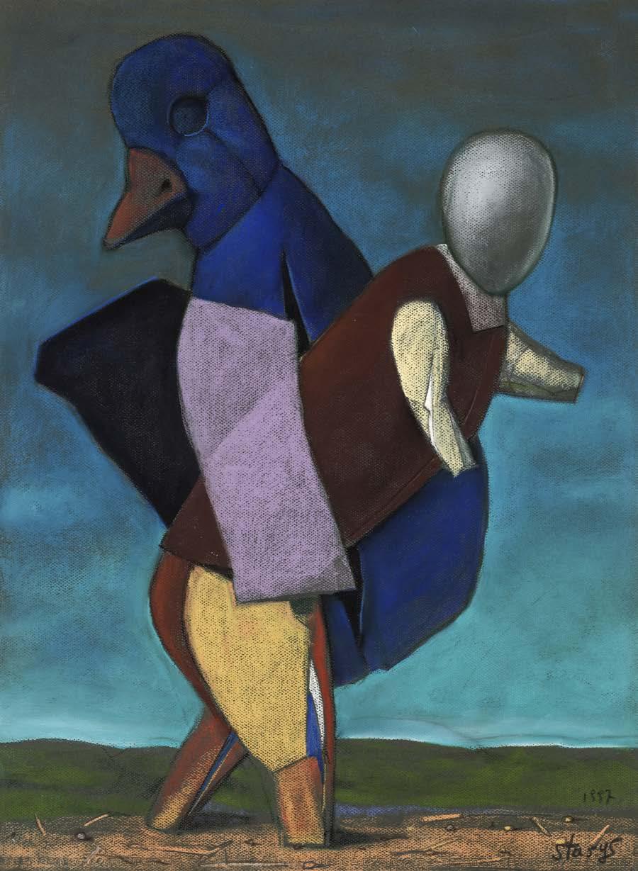 Stasys Eidrigevičius, Fairytail with Bird, 1997, pastel, 55x75 cm styczeń 2018 Nowy Rok Trzech Króli poniedziałek wtorek środa czwartek piątek