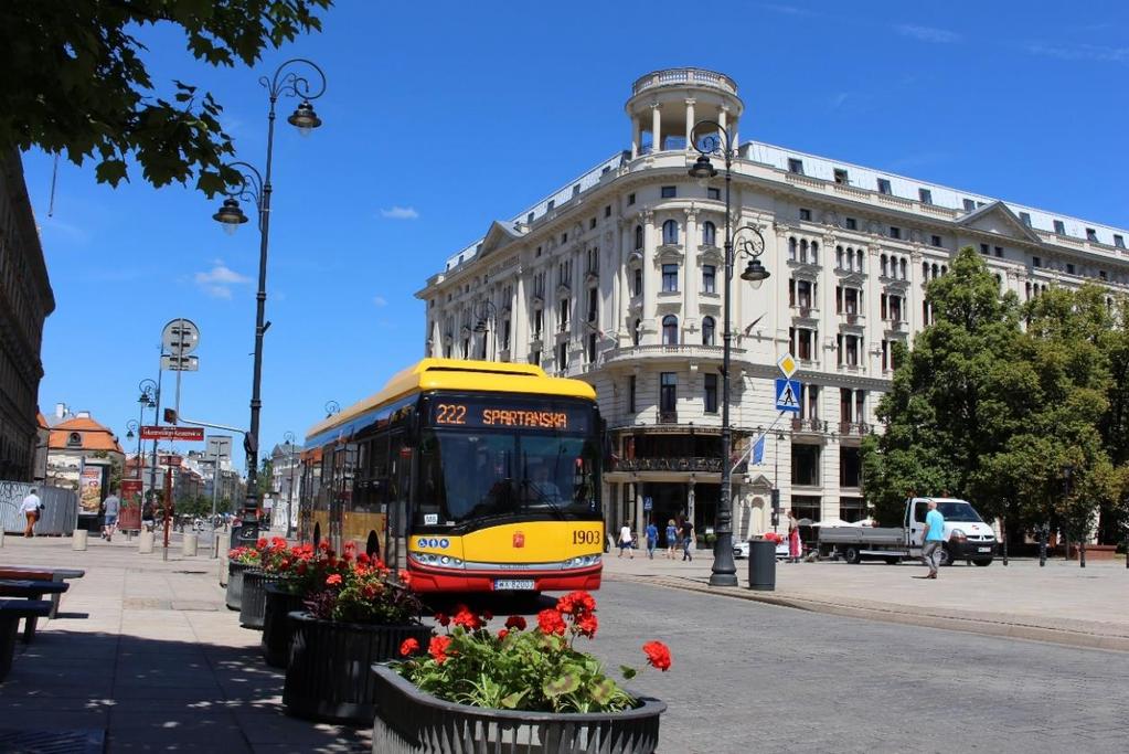 Pięcioletnie doświadczenia Miejskich Zakładów Autobusowych z wdrażania elektromobilności Efekty środowiskowe zerowa emisja spalin w miejscu eksploatacji autobusów mniejsza emisja CO2 przez