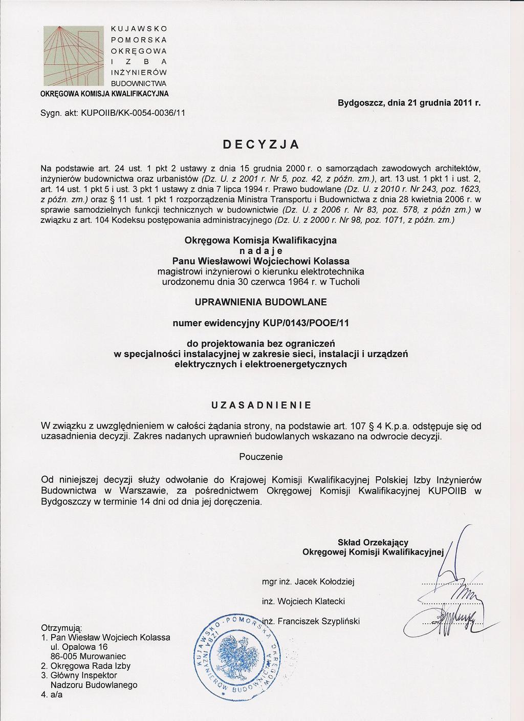 Dokumenty projektanta Biuro Obsługi Architektonicznej ARCHI-