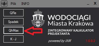 10 3. Przykład obliczeniowy Aplikacja QhMax: Po uruchomieniu Zintegrowanego Kalkulatora Projektanta należy kliknąć w panel QhMax jak na rysunku nr 1., Rys.